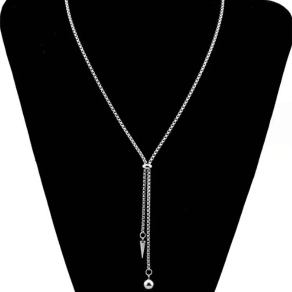 Women Fashionable & Trendy Stainless Steel Stud Ball Pendant Necklace - Picture 2 of 5